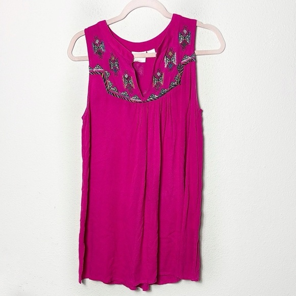 Maeve Embroidered Tunic Top in Fuchsia Embroidered Sleeveless Blouse size Small - Picture 3 of 11